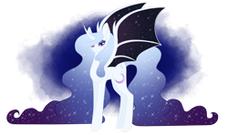 Size: 1280x757 | Tagged: safe, artist:magicuniclaws, princess luna, pony, g4, alternate design, bat wings, simple background, solo, transparent background, wings