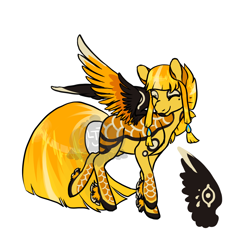 Size: 1200x1200 | Tagged: safe, artist:lavvythejackalope, oc, oc only, pegasus, pony, eyes closed, feathered fetlocks, lipstick, looking back, pegasus oc, simple background, smiling, white background, wings