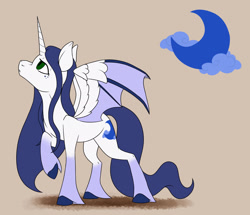 Size: 1920x1648 | Tagged: safe, artist:kurikiin, oc, oc only, oc:mythic moon, alicorn, bat pony, bat pony alicorn, pony, bat wings, horn, solo, wings