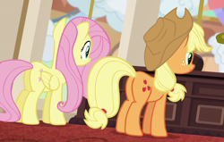 Size: 740x472 | Tagged: safe, screencap, applejack, fluttershy, g4, viva las pegasus, applebutt, butt, cropped, flutterbutt, plot