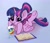 Size: 2180x1872 | Tagged: safe, artist:taneysha, twilight sparkle, alicorn, pony, g4, alternate hairstyle, book, bubble, chest fluff, cute, diabetes intensifies, drink, drinking, ear fluff, female, high res, looking at something, looking down, lying down, mare, ponytail, prone, rainbow, reading, soda, solo, spread wings, straw, twiabetes, twilight sparkle (alicorn), underhoof, weapons-grade cute, wings