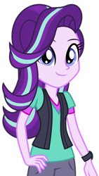 Size: 1024x1812 | Tagged: safe, artist:emeraldblast63, starlight glimmer, equestria girls, g4, accurate, clothes, cute, glimmerbetes, looking at you, redesign, simple background, smiling, solo, transparent background