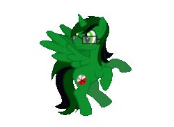 Size: 550x400 | Tagged: safe, artist:fernando-fontes-64, artist:shelikof launch, derpibooru exclusive, oc, oc only, oc:fernando jesús, alicorn, pony, alicorn oc, animated, flying, gif, glasses, horn, male, male alicorn, pink floyd, show accurate, simple background, solo, stallion, transparent background, wings