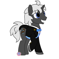 Size: 2000x2000 | Tagged: safe, artist:lovely promise, oc, oc only, oc:silfrvind, pony, unicorn, blue eyes, bowtie, clothes, cutie mark, full body, glowing horn, gray mane, grey fur, high res, horn, simple background, solo, transparent background, tuxedo, unicorn oc