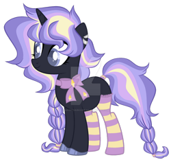 Size: 1280x1206 | Tagged: safe, artist:magicdarkart, oc, oc only, pony, unicorn, adoptable, base used, clothes, deviantart watermark, female, mare, obtrusive watermark, simple background, socks, solo, striped socks, transparent background, watermark