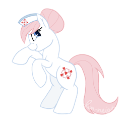 Size: 1024x1024 | Tagged: safe, alternate version, artist:jen-neigh, nurse redheart, earth pony, pony, a flurry of emotions, g4, bipedal, female, hat, looking at you, new cutie mark, rearing, simple background, solo, transparent background, vector