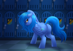 Size: 3500x2415 | Tagged: safe, artist:starshade, oc, oc only, oc:blue bolt, pegasus, pony, g4, 2021, butt, commission, cute, female, heart, heart eyes, high res, lightly watermarked, mare, pegasus oc, plot, solo, tail aside, watermark, wingding eyes, wings, wonderbolts