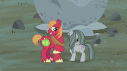 Size: 1920x1080 | Tagged: safe, screencap, big macintosh, marble pie, earth pony, pony, g4, hearthbreakers, blushing, female, male, mare, raised hoof, stallion