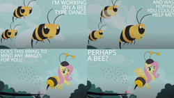 Size: 1280x720 | Tagged: safe, edit, edited screencap, editor:quoterific, screencap, fluttershy, seabreeze, bee, breezie, insect, pegasus, pony, g4, it ain't easy being breezies, season 4, animal costume, bee costume, clothes, costume, female, flutterbee, mare