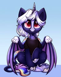 Size: 2378x3000 | Tagged: safe, artist:confetticakez, oc, oc only, alicorn, pony, clothes, freckles, high res, leonine tail, looking at you, shirt, solo, webbed wings