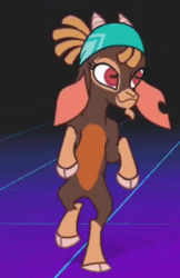 Size: 746x1150 | Tagged: safe, shanty (tfh), goat, them's fightin' herds, animated, bandana, bipedal, cloven hooves, community related, cute, dancing, female, horns, pirate, rectangular pupil, shantabetes, shuffle, taunt, taunting
