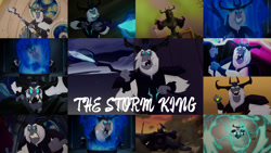 Size: 1280x720 | Tagged: safe, edit, edited screencap, editor:quoterific, screencap, storm king, tempest shadow, pony, unicorn, yeti, g4, my little pony: the movie, antagonist, armor, broken, broken horn, canterlot castle, claws, crown, death, decapitated, evil smile, fangs, female, grin, horn, horns, jewelry, lightning, magic, male, mare, obsidian orb, open mouth, petrification, regalia, severed head, shattered, smiling, staff, staff of sacanas, storm, storm guard, turned to stone