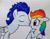 Size: 1280x989 | Tagged: safe, artist:dragonpriness, rainbow dash, soarin', pegasus, pony, g4, female, kissing, male, nose kiss, ship:soarindash, shipping, straight, traditional art