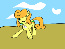 Size: 1280x960 | Tagged: safe, artist:greenhoof, carrot top, golden harvest, earth pony, pony, g4, female, mare, mouth hold, one eye closed, solo, trowel, vector, wink