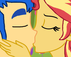 Size: 710x562 | Tagged: safe, artist:bigpurplemuppet99, flash sentry, sunset shimmer, equestria girls, g4, eyes closed, female, kissing, male, ship:flashimmer, shipping, straight