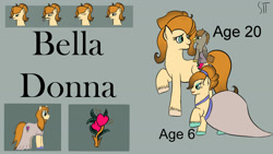 Size: 1280x720 | Tagged: safe, artist:schumette14, oc, oc:bella donna, earth pony, pony, beauty, next generation, offspring, parent:cheese sandwich, parent:lily lace, parents:cheeesely, parents:cheeselace, parents:lilysandwich, redesign, reference, story included, young mother