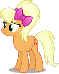 Size: 2720x3441 | Tagged: safe, artist:anime-equestria, applejack, earth pony, pony, alternate hairstyle, bow, female, freckles, hairband, happy, mare, simple background, smiling, solo, transparent background, vector