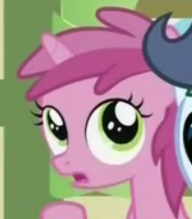Size: 210x240 | Tagged: safe, screencap, ruby pinch, shady daze, pony, unicorn, g4, ponyville confidential, cropped, female, filly, offscreen character, open mouth, pictures of heads, solo focus