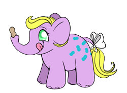 Size: 725x527 | Tagged: safe, anonymous artist, edgar, elephant, g1, bow, drawthread, herbivore, peanut, pony friends, simple background, tail bow, transparent background