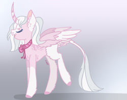 Size: 2074x1628 | Tagged: safe, artist:caramelbolt24, oc, oc only, alicorn, pony, alicorn oc, clothes, colored hooves, ear fluff, eyes closed, female, gradient background, horn, mare, reference sheet, scarf, signature, solo, two toned wings, wings