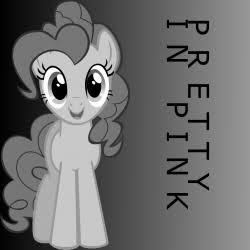 Size: 250x250 | Tagged: safe, pinkie pie, earth pony, pony, g4, black and white, fanfic, fanfic art, fimfiction, grayscale, looking at you, monochrome, sad, smiling