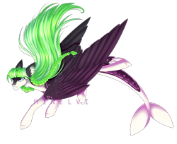 Size: 2679x2190 | Tagged: safe, artist:minelvi, oc, oc only, hybrid, pegasus, pony, augmented tail, ear fluff, grin, high res, pegasus oc, signature, simple background, smiling, solo, transparent background, wings