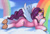Size: 1280x867 | Tagged: safe, artist:xnanchox, pipp petals, pegasus, pony, g5, adorapipp, butt, cloud, cloudsdale, coat markings, cute, eye clipping through hair, feathered wings, female, head on hoof, looking at you, lying down, mare, on a cloud, pipp butt, plot, prone, rainbow, red eyes, red-eyed pipp, sky, smiling, socks (coat markings), solo, spread wings, supporting head, unshorn fetlocks, white wings, wings