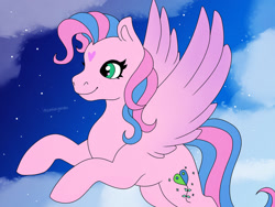 Size: 1024x768 | Tagged: safe, artist:incendiarymoth, skywishes, star catcher, pegasus, pony, g3, fusion, solo