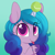 Size: 2000x2000 | Tagged: safe, artist:illusion, izzy moonbow, pony, unicorn, g5, ball, bracelet, cute, female, gradient background, high res, horn, horn guard, horn impalement, hornball, izzy's tennis ball, izzybetes, jewelry, looking at you, mare, solo, tennis ball, tongue out, unshorn fetlocks