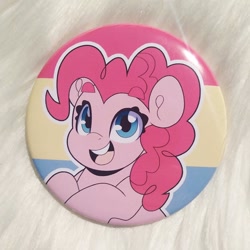 Size: 794x794 | Tagged: safe, artist:partypievt, pinkie pie, earth pony, pony, g4, craft, etsy, female, irl, mare, pansexual, pansexual pride flag, photo, pin, pride, pride flag, solo