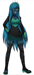Size: 1648x3600 | Tagged: source needed, safe, artist:artemis-polara, queen chrysalis, equestria girls, g4, clothes, equestria girls-ified, glasses, jewelry, shirt, shoes, simple background, skirt, smiling, solo, stockings, thigh highs, tiara, transparent background