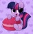 Size: 3920x4096 | Tagged: safe, artist:kittyrosie, part of a set, twilight sparkle, alicorn, pony, g4, blushing, cute, food, happy, heart, herbivore, kittyrosie is trying to murder us, looking at you, macaron, open mouth, part of a series, remake, smiling, solo, sweet dreams fuel, twiabetes, twilight sparkle (alicorn)