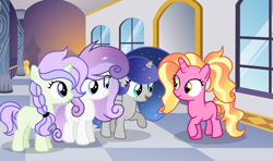 Size: 1100x650 | Tagged: safe, artist:stellamoonshineyt, luster dawn, oc, pony, unicorn, g4, female, filly, offspring, parent:princess cadance, parent:shining armor, parents:shiningcadance, parents:styuna, younger