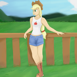 Size: 2000x2000 | Tagged: safe, artist:fdv.alekso, applejack, human, g4, high res, humanized, solo