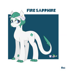 Size: 1024x1088 | Tagged: safe, artist:rukawa93, oc, oc only, oc:fire sapphire, dracony, hybrid, female, horns, interspecies offspring, offspring, parent:rarity, parent:spike, parents:sparity