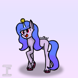 Size: 1080x1080 | Tagged: safe, artist:itzf1ker1, izzy moonbow, pony, unicorn, g5, ball, bracelet, female, horn, horn guard, horn impalement, hornball, izzy's tennis ball, jewelry, mare, open mouth, raised hoof, signature, simple background, solo, tennis ball, unshorn fetlocks, white background