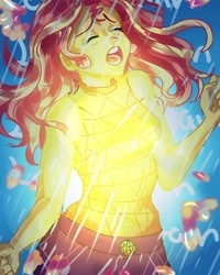 Size: 1080x1350 | Tagged: safe, artist:beyond_inside, sunset shimmer, equestria girls, equestria girls series, g4, let it rain, spoiler:eqg series (season 2), clothes, eyes closed, female, open mouth, rain, solo