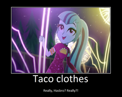 Size: 1075x860 | Tagged: safe, artist:thejboy88, edit, edited screencap, screencap, sonata dusk, equestria girls, find the magic, g4, my little pony equestria girls: better together, motivational poster, taco dress, that girl sure loves tacos