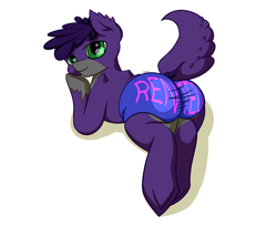 Size: 8080x6600 | Tagged: safe, artist:khaki-cap, oc, oc only, earth pony, pony, butt, clothes, commission, dock, earth pony oc, looking at you, looking back, looking back at you, meta, plot, raised tail, rear view, shorts, sports shorts, tail, text, the ass was fat, thick, tight clothing, twitter link, ych result