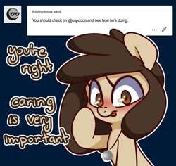 Size: 1625x1537 | Tagged: safe, artist:lou, oc, oc only, oc:louvely, earth pony, pony, ask, solo, tumblr