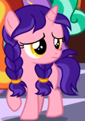 Size: 1041x1480 | Tagged: safe, screencap, firelight, raspberry dazzle, pony, unicorn, g4, season 9, the ending of the end, female, filly, frown, male, mare, raised hoof, shadow, solo focus, stallion, trio, worried