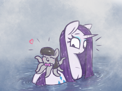 Size: 2155x1600 | Tagged: safe, alternate version, artist:t72b, octavia melody, rarity, octopony, octopus, pony, unicorn, g4, bath, bathing, bowtie, butt, cute, duo, eyes closed, female, fog, mare, octaviapus, rear view, rearity, relaxing, sexy, silly, species swap, steam, stupid sexy rarity, surprised, wat, water, wet, wet mane, wet mane rarity
