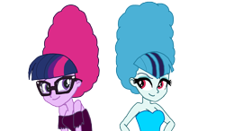 Size: 3500x2042 | Tagged: safe, edit, editor:ktd1993, sonata dusk, twilight sparkle, equestria girls, g4, beehive hairdo, female, high res, lesbian, ship:twinata, shipping