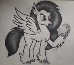 Size: 1234x1080 | Tagged: safe, artist:henry forewen, silverstream, pony, g4, monochrome, sketch, solo, traditional art