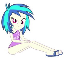 Size: 1929x1894 | Tagged: safe, artist:gmaplay, edit, edited screencap, part of a set, screencap, dj pon-3, vinyl scratch, equestria girls, equestria girls specials, g4, my little pony equestria girls: better together, my little pony equestria girls: spring breakdown, ass, butt, clothes, feet, female, looking at you, one-piece swimsuit, sandals, simple background, sitting, solo, swimsuit, transparent background, vector
