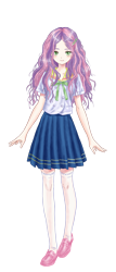 Size: 1757x4092 | Tagged: safe, artist:erim-kawamori, sweetie belle, human, g4, anime style, clothes, humanized, simple background, skirt, solo, transparent background