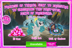 Size: 1045x690 | Tagged: safe, gameloft, idw, swift foot, earth pony, pony, thracian, g4, advertisement, costs real money, female, introduction card, mare, sale, well of shade