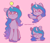 Size: 1896x1618 | Tagged: safe, artist:cottonsweets, izzy moonbow, pony, unicorn, g5, ball, blushing, chest fluff, cute, eyes closed, female, horn, horn guard, horn impalement, hornball, izzy's tennis ball, izzybetes, looking at you, mare, pink background, simple background, smiling, smiling at you, solo, sparkles, tennis ball, unshorn fetlocks, waving