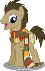 Size: 2429x3787 | Tagged: safe, artist:vector-brony, doctor whooves, time turner, earth pony, pony, g4, clothes, fourth doctor's scarf, high res, male, scarf, simple background, solo, stallion, striped scarf, transparent background, vector