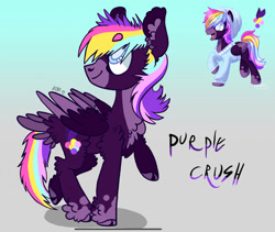 Size: 1280x1079 | Tagged: safe, artist:caramelbolt24, oc, oc only, pegasus, pony, chest fluff, clothes, cloven hooves, duo, ear fluff, feathered fetlocks, hoodie, looking back, multicolored hair, pegasus oc, rainbow hair, raised hoof, signature, smiling, two toned wings, wings